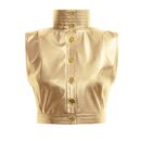 Gold High Neck Vest Top Vegan Leather Shirt Han2