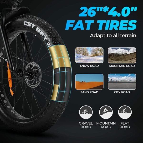 Brand 750W Electric Mountain Bike - 48V/15Ah Battery, Shimano 7-Speed, Dual Disc Brakes, Black - Image 4