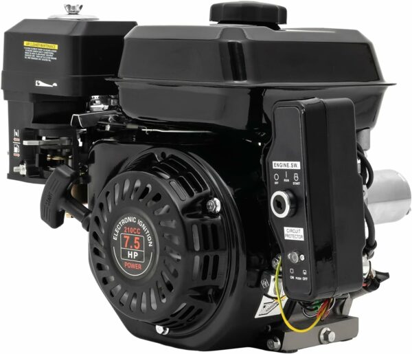 7.5HP 212CC Gasoline Engine - 4-Stroke OHV, Electric Start, Black - Ideal for Go-Karts & More