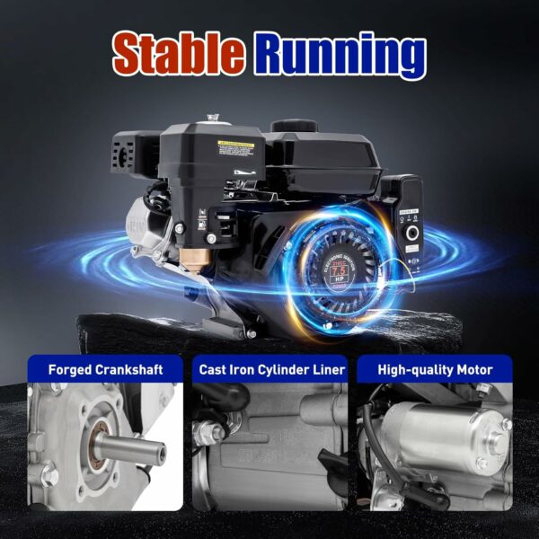 7.5HP 212CC Gasoline Engine - 4-Stroke OHV, Electric Start, Black - Ideal for Go-Karts & More - Image 2