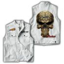Indian Motorcycle Alligator Skin Pu Vest Leather Jacket, Golden Punisher Vintage Style, Custom Any Logo Or Car Model