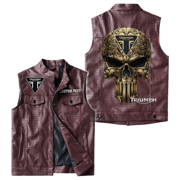 Custom Name Triumph Motorcycles Leather Vest - Personalized Logo Car Motorcycle Model - Image 5
