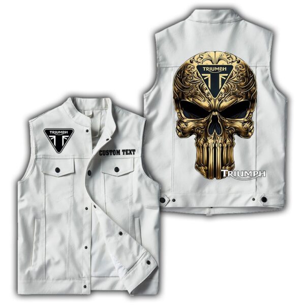 Custom Name Triumph Motorcycles Leather Vest - Personalized Logo Car Motorcycle Model - Image 3