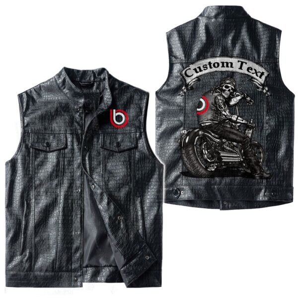 Custom Name Bimota Leather Vest - Personalized Logo Car Motorcycle Model - Image 3