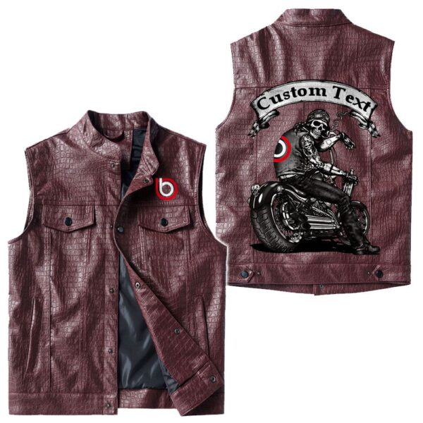 Custom Name Bimota Leather Vest - Personalized Logo Car Motorcycle Model - Image 4