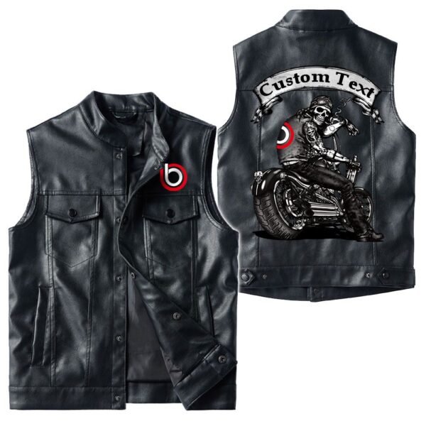 Custom Name Bimota Leather Vest - Personalized Logo Car Motorcycle Model