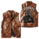 Custom Name Boss Hoss Leather Vest - Personalized Logo Car Motorcycle Model