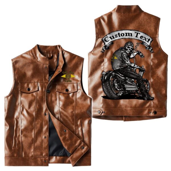 Custom Name Boss Hoss Leather Vest - Personalized Logo Car Motorcycle Model - Image 2
