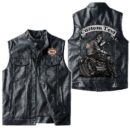 Custom Name Bsa Leather Vest - Personalized Logo Car Motorcycle Model