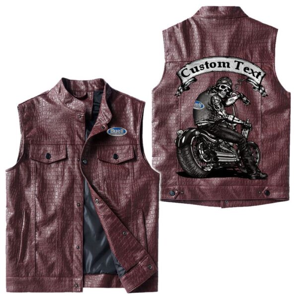 Custom Name Buell Motorcycle Leather Vest - Personalized Logo Car Motorcycle Model - Image 4