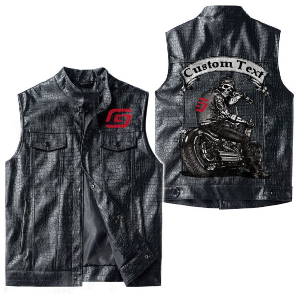 Custom Name Gas Gas Leather Vest - Personalized Logo Car Motorcycle Model - Image 3
