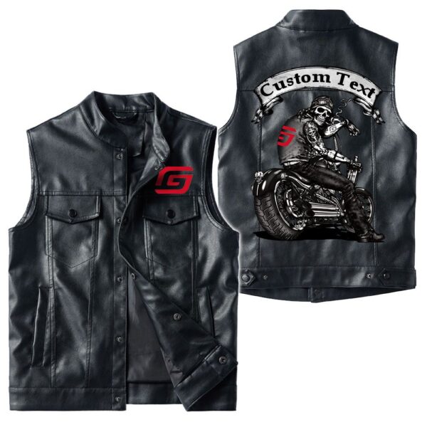 Custom Name Gas Gas Leather Vest - Personalized Logo Car Motorcycle Model