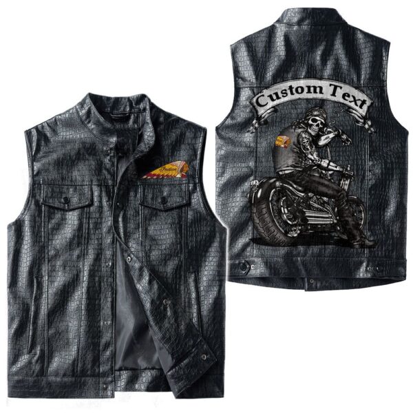 Custom Name Indian Motorcycle Leather Vest - Personalized Logo Car Motorcycle Model - Image 3