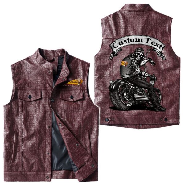 Custom Name Indian Motorcycle Leather Vest - Personalized Logo Car Motorcycle Model - Image 4