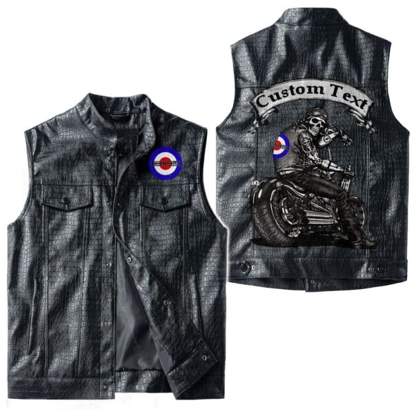 Custom Name Lambretta Leather Vest - Personalized Logo Car Motorcycle Model - Image 3