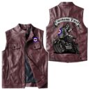 Custom Name Lambretta Leather Vest - Personalized Logo Car Motorcycle Model