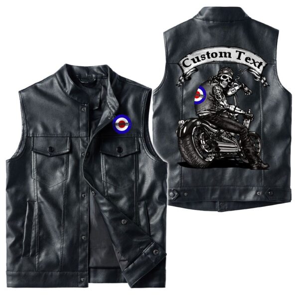 Custom Name Lambretta Leather Vest - Personalized Logo Car Motorcycle Model