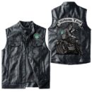 Custom Name Ural Motorcycles Leather Vest - Personalized Logo Car Motorcycle Model