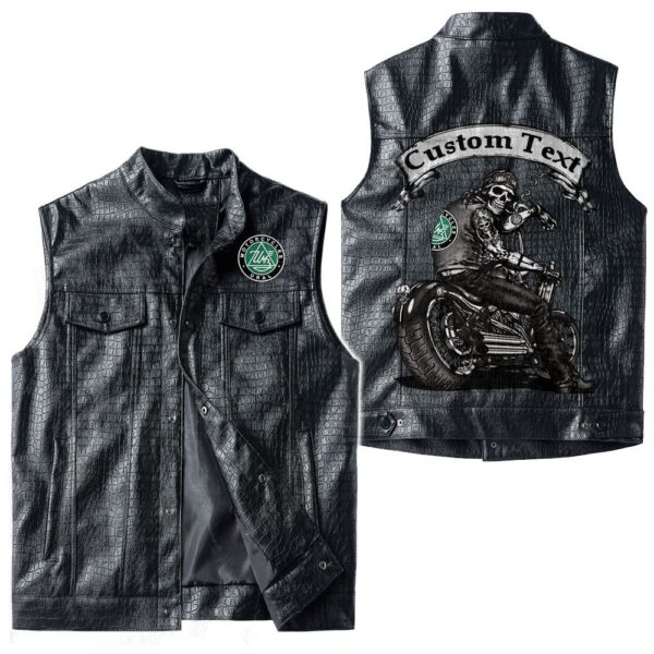 Custom Name Ural Motorcycles Leather Vest - Personalized Logo Car Motorcycle Model - Image 3