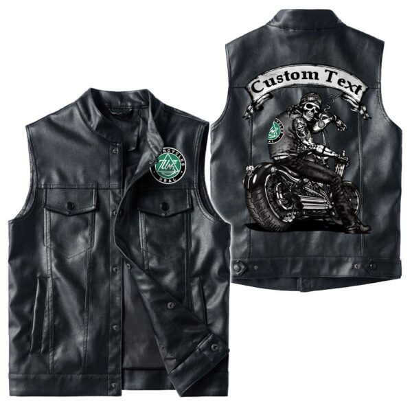Custom Name Ural Motorcycles Leather Vest - Personalized Logo Car Motorcycle Model