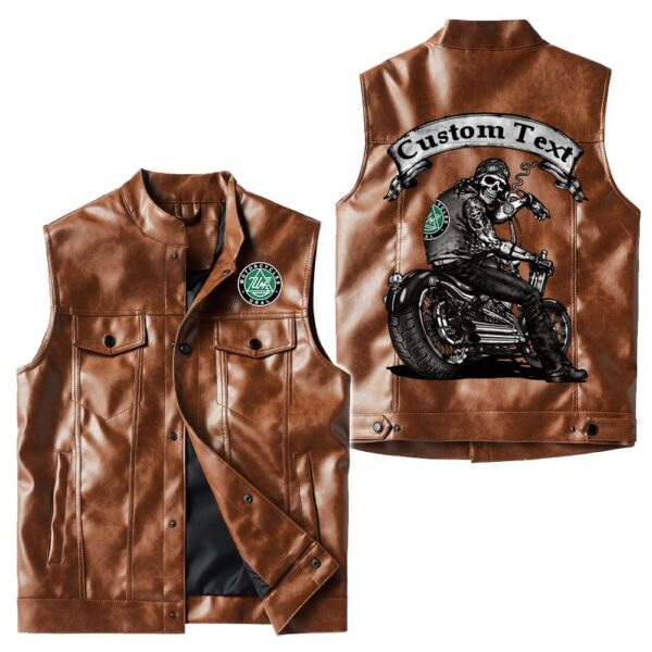 Custom Name Ural Motorcycles Leather Vest - Personalized Logo Car Motorcycle Model - Image 2