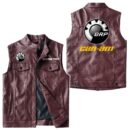 Custom Name Can Am Leather Vest - Personalized Logo Car Motorcycle Model