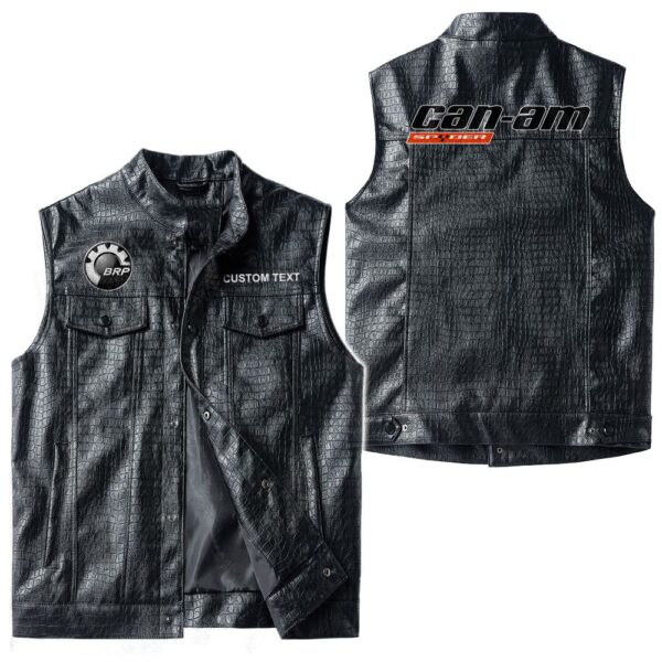 Custom Name Can Am Spyder Leather Vest - Personalized Logo Car Motorcycle Model - Image 3