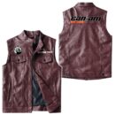 Custom Name Can Am Spyder Leather Vest - Personalized Logo Car Motorcycle Model