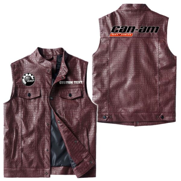 Custom Name Can Am Spyder Leather Vest - Personalized Logo Car Motorcycle Model - Image 4