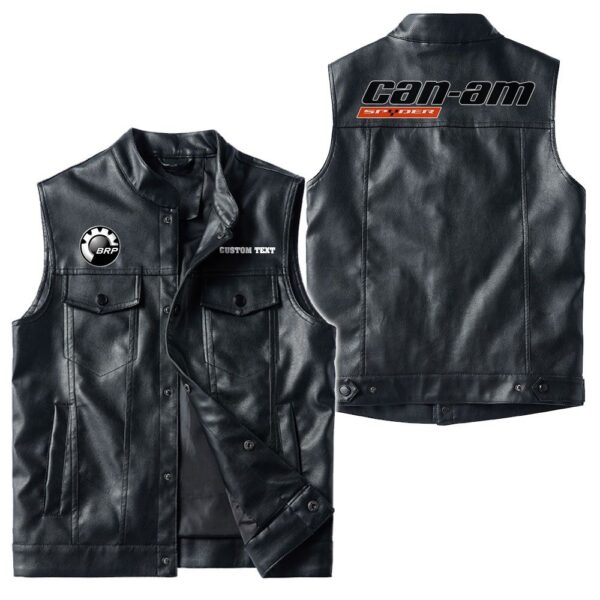 Custom Name Can Am Spyder Leather Vest - Personalized Logo Car Motorcycle Model