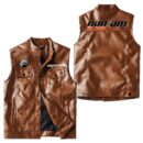 Custom Name Can Am Spyder Leather Vest - Personalized Logo Car Motorcycle Model