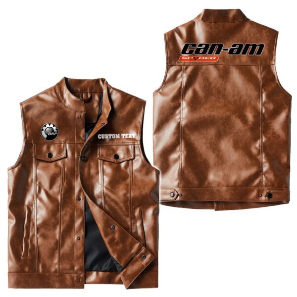 Custom Name Can Am Spyder Leather Vest - Personalized Logo Car Motorcycle Model - Image 2