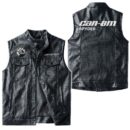 Custom Name Can Am Spyder Leather Vest - Personalized Logo Car Motorcycle Model