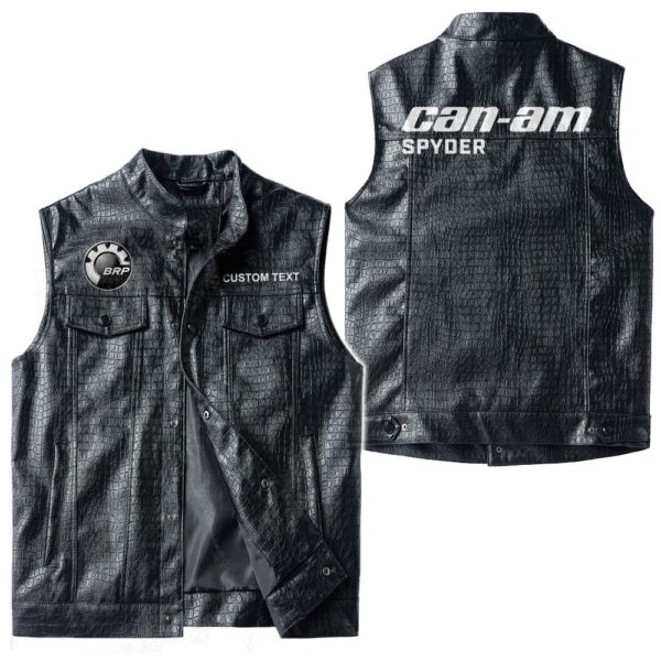 Custom Name Can Am Spyder Leather Vest - Personalized Logo Car Motorcycle Model - Image 3