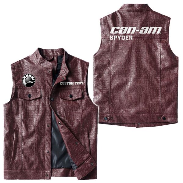 Custom Name Can Am Spyder Leather Vest - Personalized Logo Car Motorcycle Model - Image 4