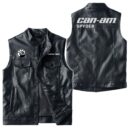 Custom Name Can Am Spyder Leather Vest - Personalized Logo Car Motorcycle Model
