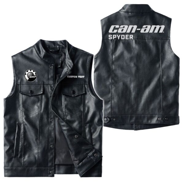Custom Name Can Am Spyder Leather Vest - Personalized Logo Car Motorcycle Model