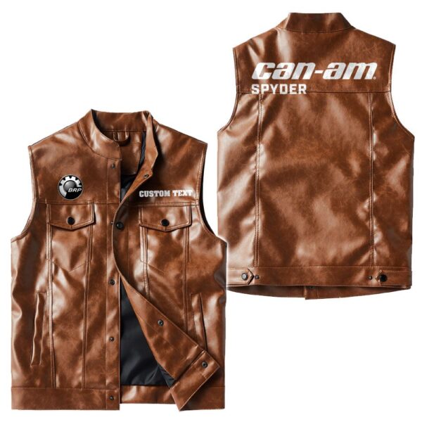 Custom Name Can Am Spyder Leather Vest - Personalized Logo Car Motorcycle Model - Image 2