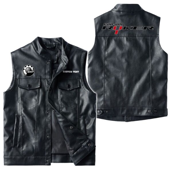 Custom Name Can Am Ryker Leather Vest - Personalized Logo Car Motorcycle Model