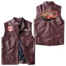 Custom Name Dodge-charger-r T Leather Vest - Personalized Logo Car Motorcycle Model
