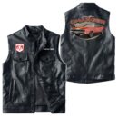 Custom Name Dodge-charger-r T Leather Vest - Personalized Logo Car Motorcycle Model