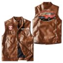 Custom Name Dodge-charger-r T Leather Vest - Personalized Logo Car Motorcycle Model