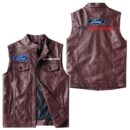 Custom Name Ford Performance Leather Vest - Personalized Logo Car Motorcycle Model