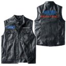 Custom Name Ford Racing Leather Vest - Personalized Logo Car Motorcycle Model