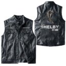Custom Name Ford Shelby Gt500 1 Leather Vest - Personalized Logo Car Motorcycle Model