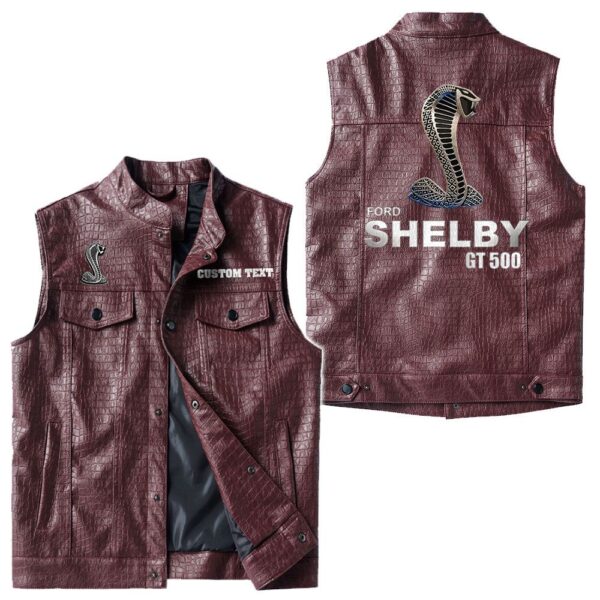 Custom Name Ford Shelby Gt500 1 Leather Vest - Personalized Logo Car Motorcycle Model - Image 4