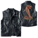 Custom Name Ford Shelby Gt500 3 Leather Vest - Personalized Logo Car Motorcycle Model