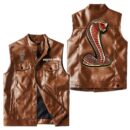 Custom Name Ford Shelby Gt500 3 Leather Vest - Personalized Logo Car Motorcycle Model
