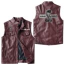 Custom Name Ford Shelby Gt500 4 Leather Vest - Personalized Logo Car Motorcycle Model