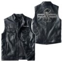 Custom Name Ford Shelby Gt500 4 Leather Vest - Personalized Logo Car Motorcycle Model